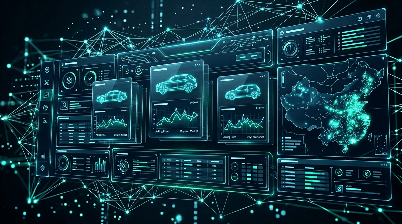 CAR:estify multi-dimensional data ecosystem visualization for live dealer and private Canadian listings asking price versus days on market and regional valuation signals