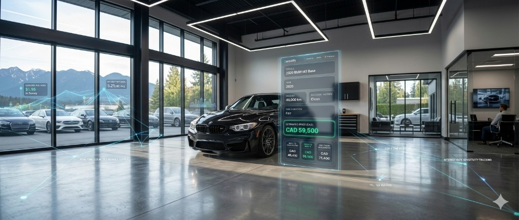 BMW M3 report sample preview showing hologram valuation panel and market estimate context.